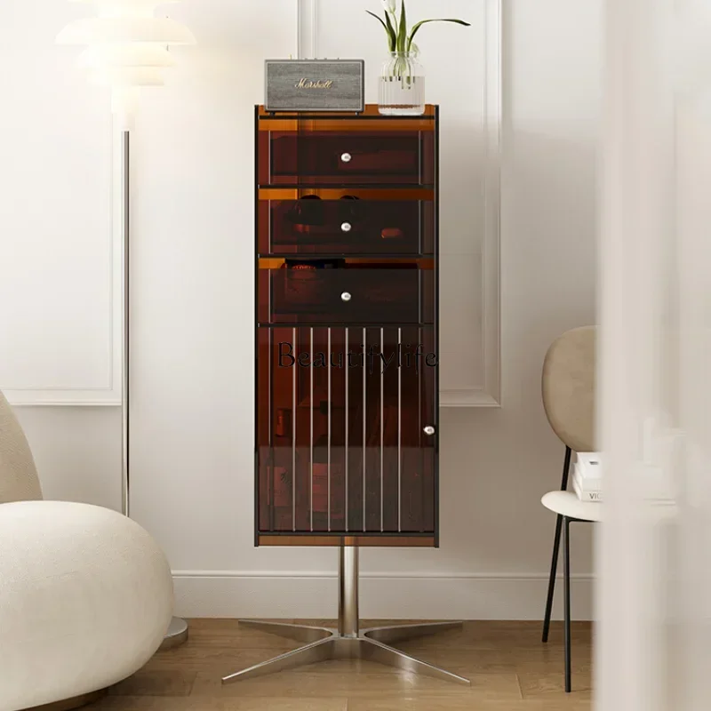 02Acrylic rotating storage side bookcase modern minimalist creative medieval storage file cabinet