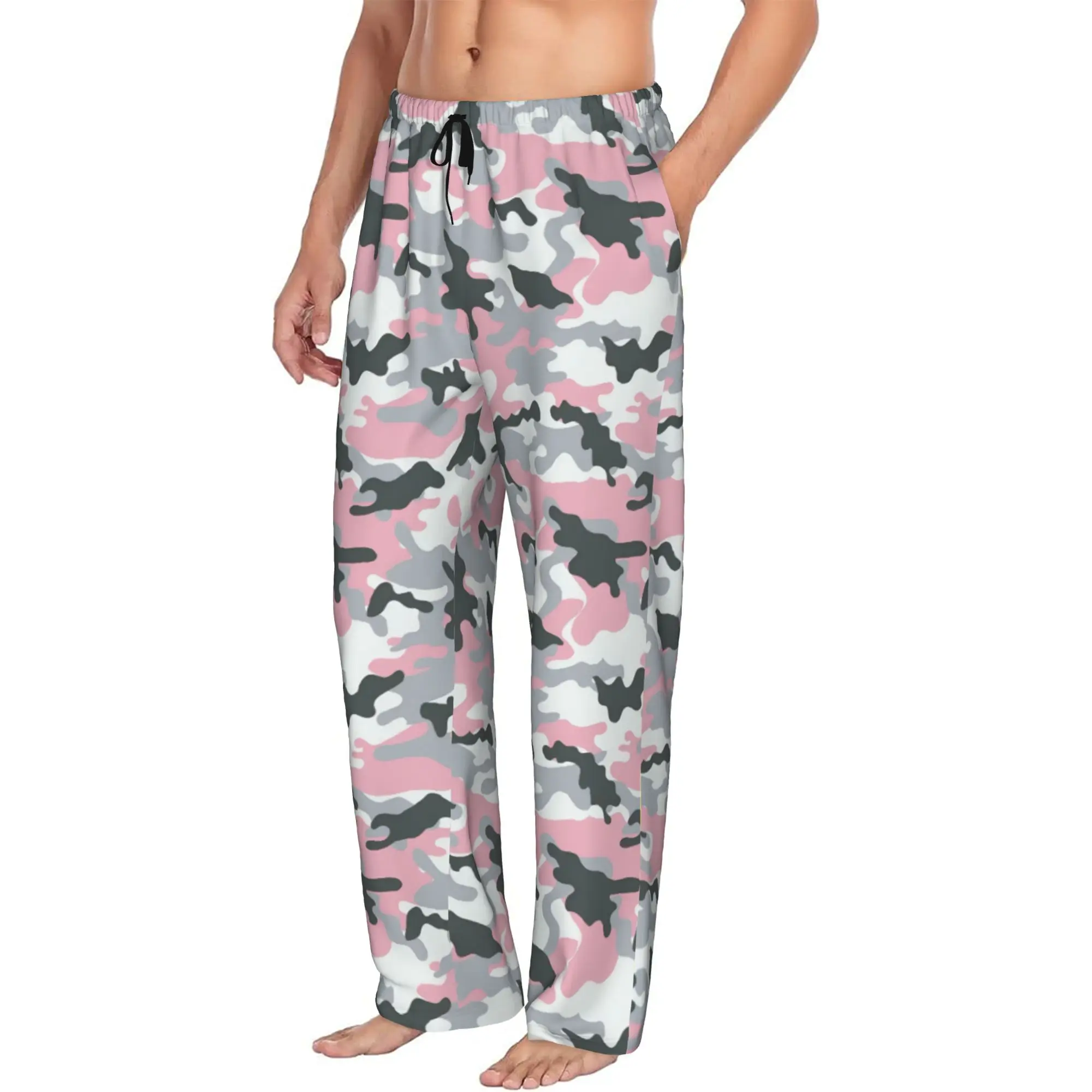 Custom Printed Men's Camo Camouflage Pajama Pants  Sleepwear Sleep Lounge Bottoms with Pockets