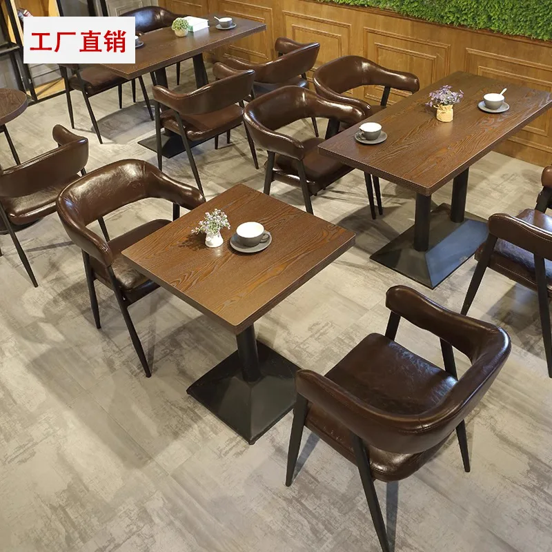 

BBQ Bistro Western Restaurant Table And Chair Combination Cafe Snack Dessert Milk Tea Shop Dining Table Chair Commercial