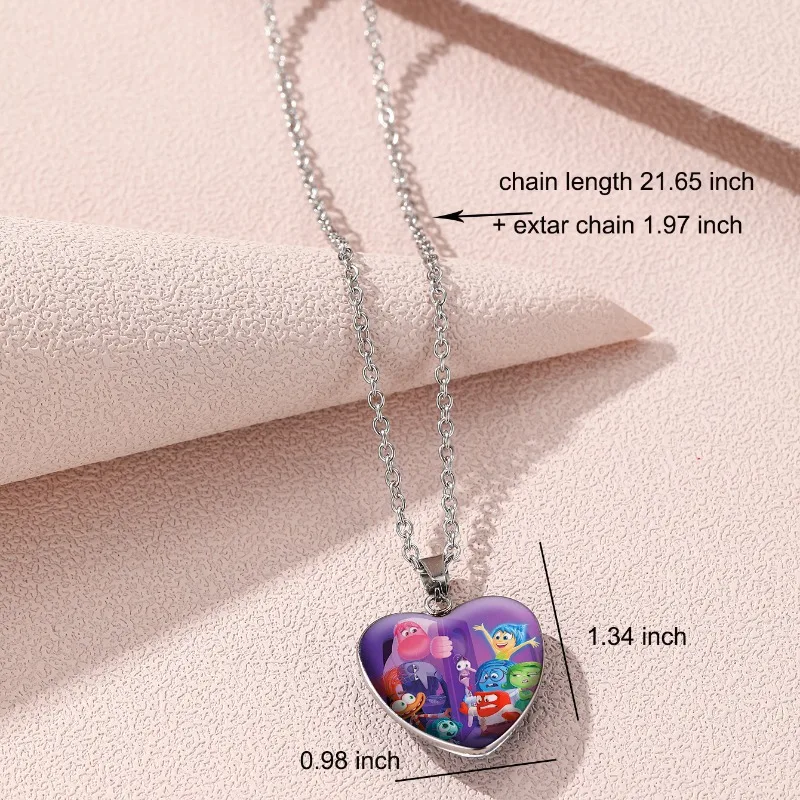 Disney Inside Out 2 Kids Cute Necklace Boy Girl Anime Fashion Jewelry Accessories Children Charms Creative Pendant Birthday Gift