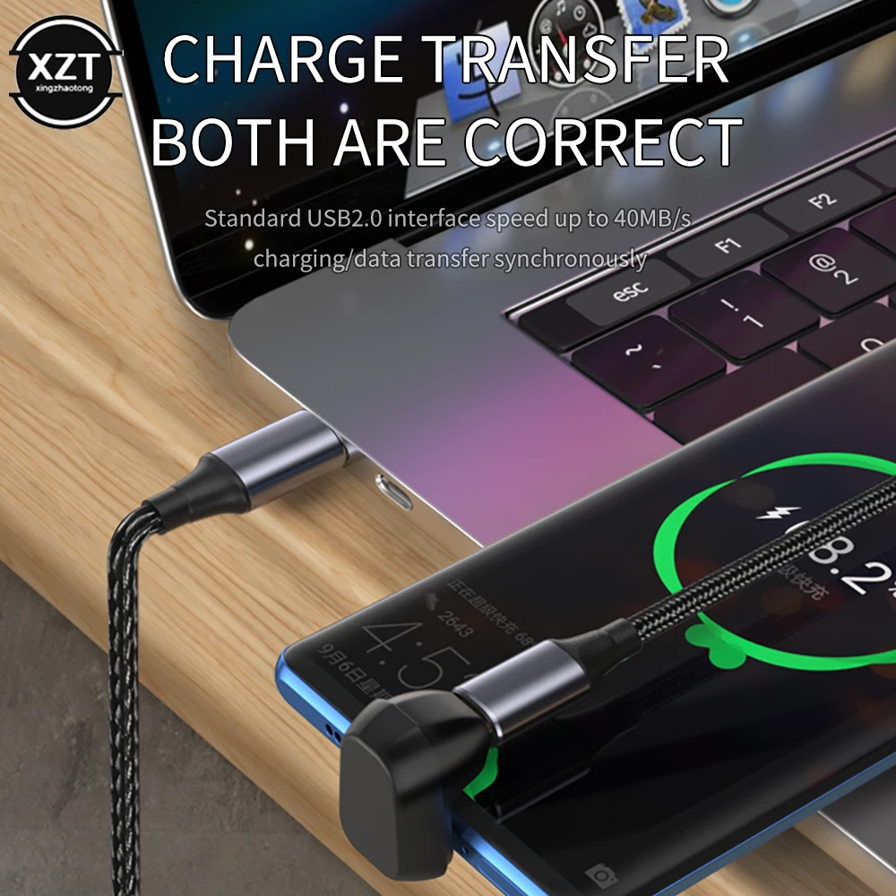 USB 4.0 PD 100W 8K 60Hz Charger Connector for Macbook 40Gbps High Speed USB C OTG U-Shape Straight Angle Male to Female Adapter