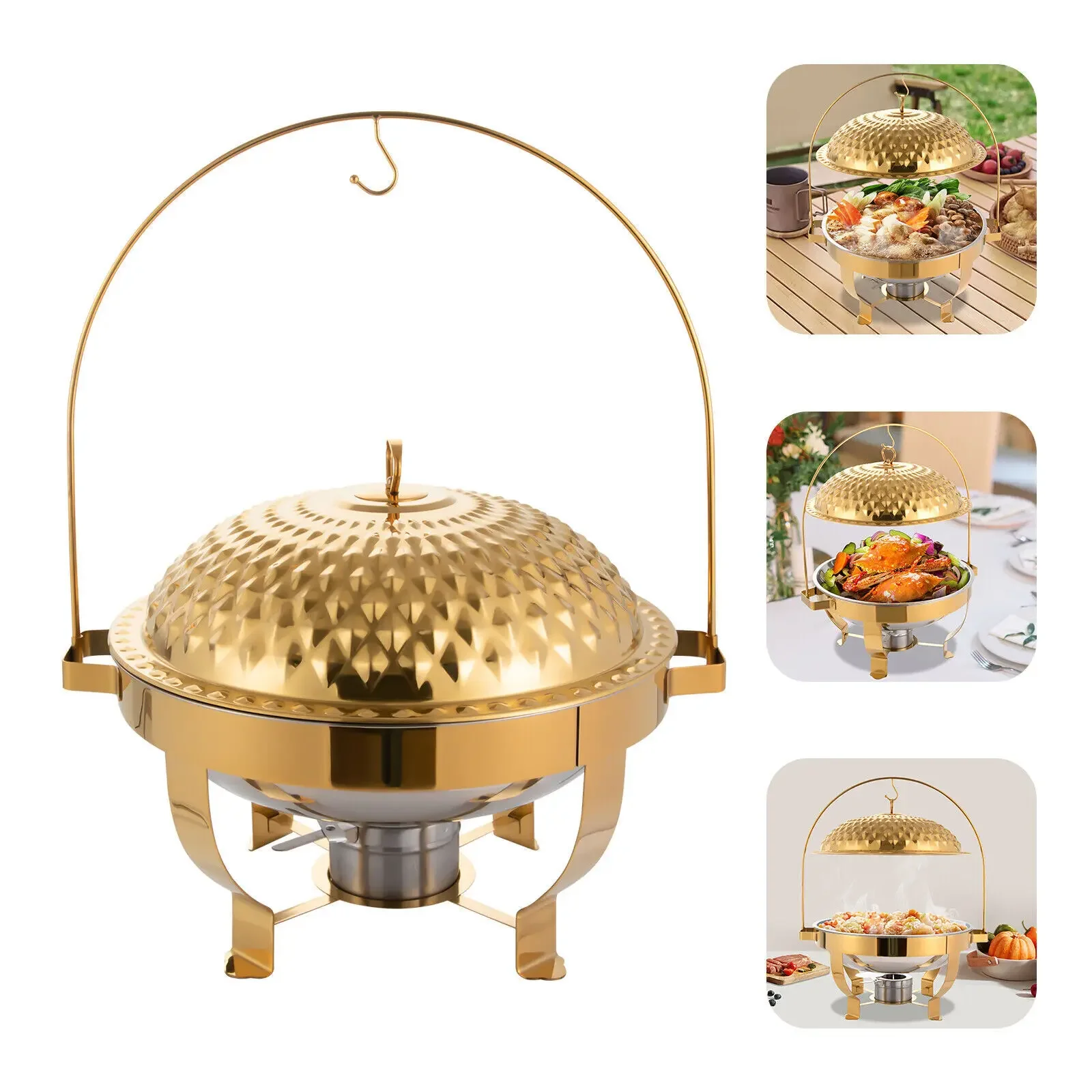 

Commercial Buffet Chafing Dish with 8L Capacity, Hanging Lid Food Warmer Set for Restaurant Stove, Kitchen Dining Accessory