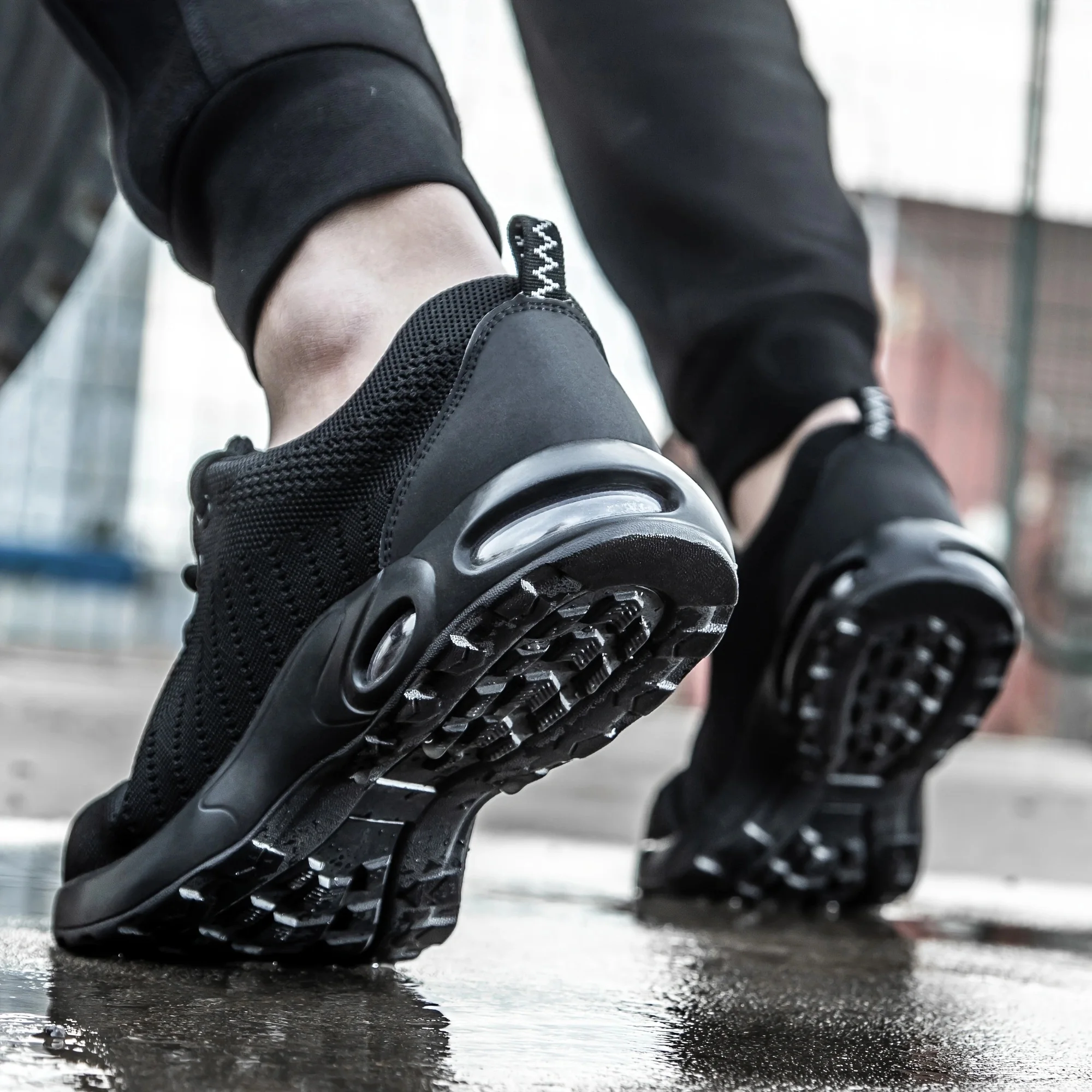 أحذية أمان للعمل بوسادة هوائية صيفية للرجال أحذية رياضية للعمل قابلة للتنفس أحذية واقية مضادة للثقب