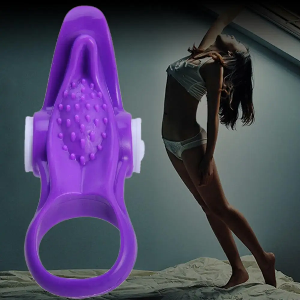 Tongue Silicone Ejaculation Delay Cock Lock Vibration Penis Ring Men Sex Toy