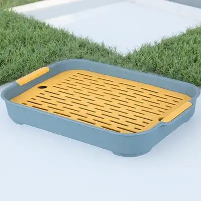 

1 pc Double Layer Drain Tray Pp Material Kitchen Storage Rack Cup Bowl Drainer With Handles Portable Food Filter Water