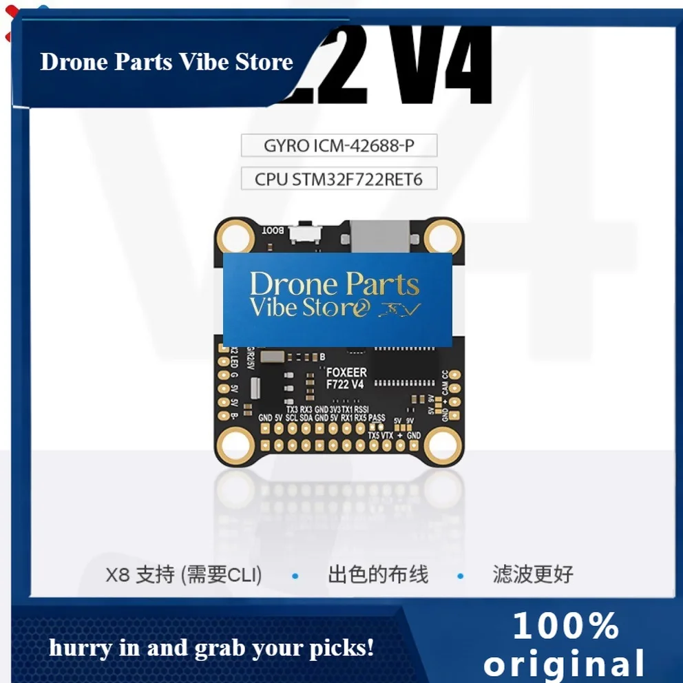 

Drone Parts Foxeer F722 V4 Flight Controller For RC Drones 5V 3A 3 6S Low Delay X8 Configuration Remote Tuning Adjustable