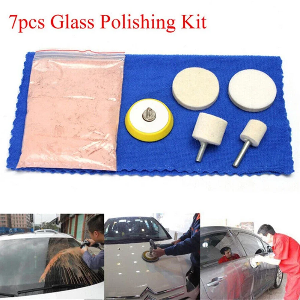 Windshield Glass Polishing Kit Car Windscreen Scratch Remover 50g Cerium Oxide Automobiles Accessories Wool Polishing Pad