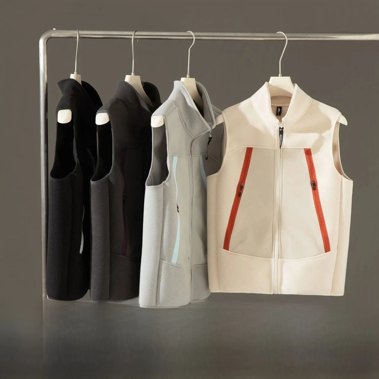 

Street Sle Color Blo Tee Zipper Lightweight Warm Double Sided Fce Autumn Winter ex Outdoor Casual Stand Collar Vest