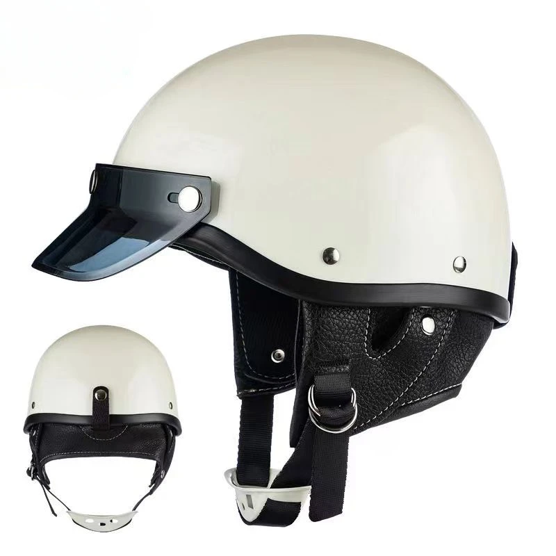 Retro meio capacete masculino bateria locomotiva elétrica clássico capacete da motocicleta veículo elétrico quatro estações capacete de segurança geral