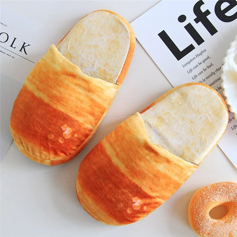 AAAN-2Pcs Toast Winter Home Weiche Sohlen Baumwolle Hausschuhe Anti-Slip Plüsch Warme Baumwolle Hausschuhe Elf Schuhe, Typ A (L)
