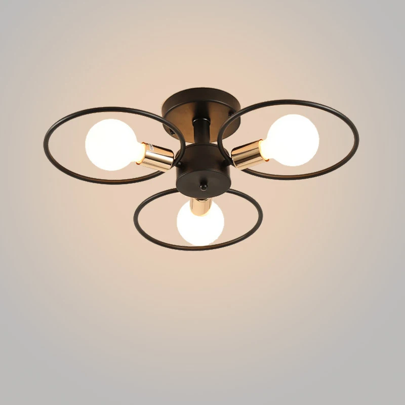 

Modern Iron Art Ceiling Light Living Room Bedroom Dining Room Balcony Black Creative Simple Lighting