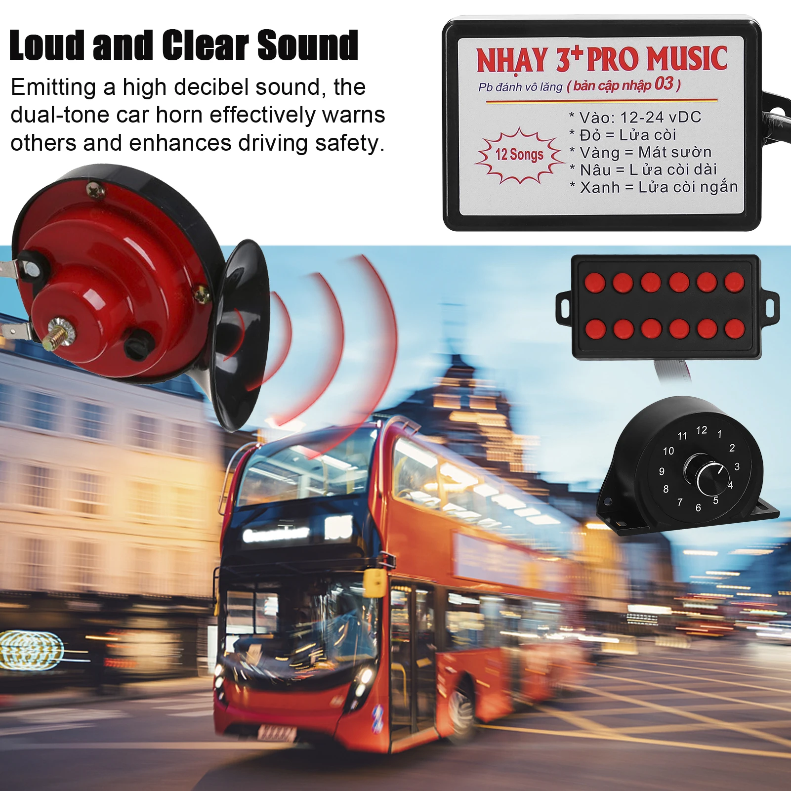 2PCS 12 V Universal Double Tone Horn Car Motorcycle Air Horn Loud Electric Snail Horn Waterproof Horn High/Low Tune