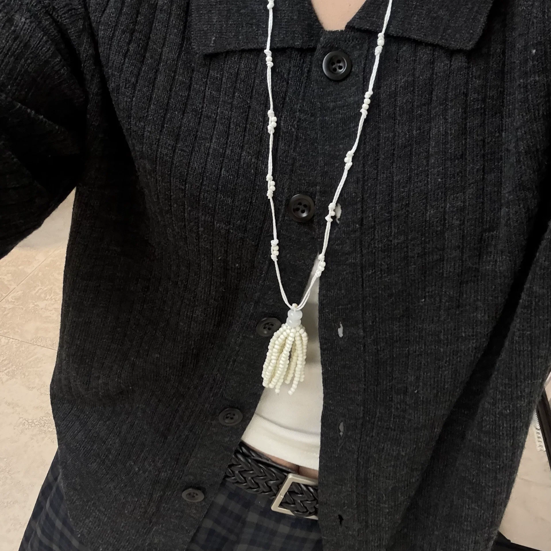 XIYANIKE Adjustable Pearl Tassel Necklace - Korean Fashion Jewelry