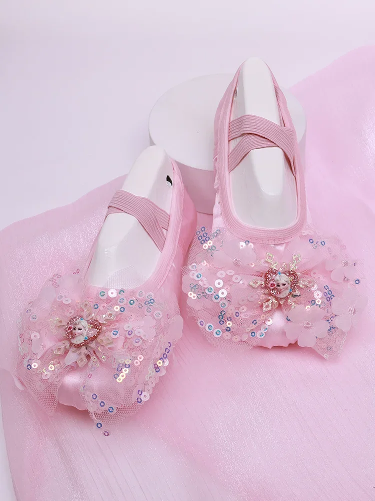 Sequin Shoes for Girls Princess Party Slippers for Children Flower Sequins Flat Shoe Girls Summer Kids Ballerina Shoes