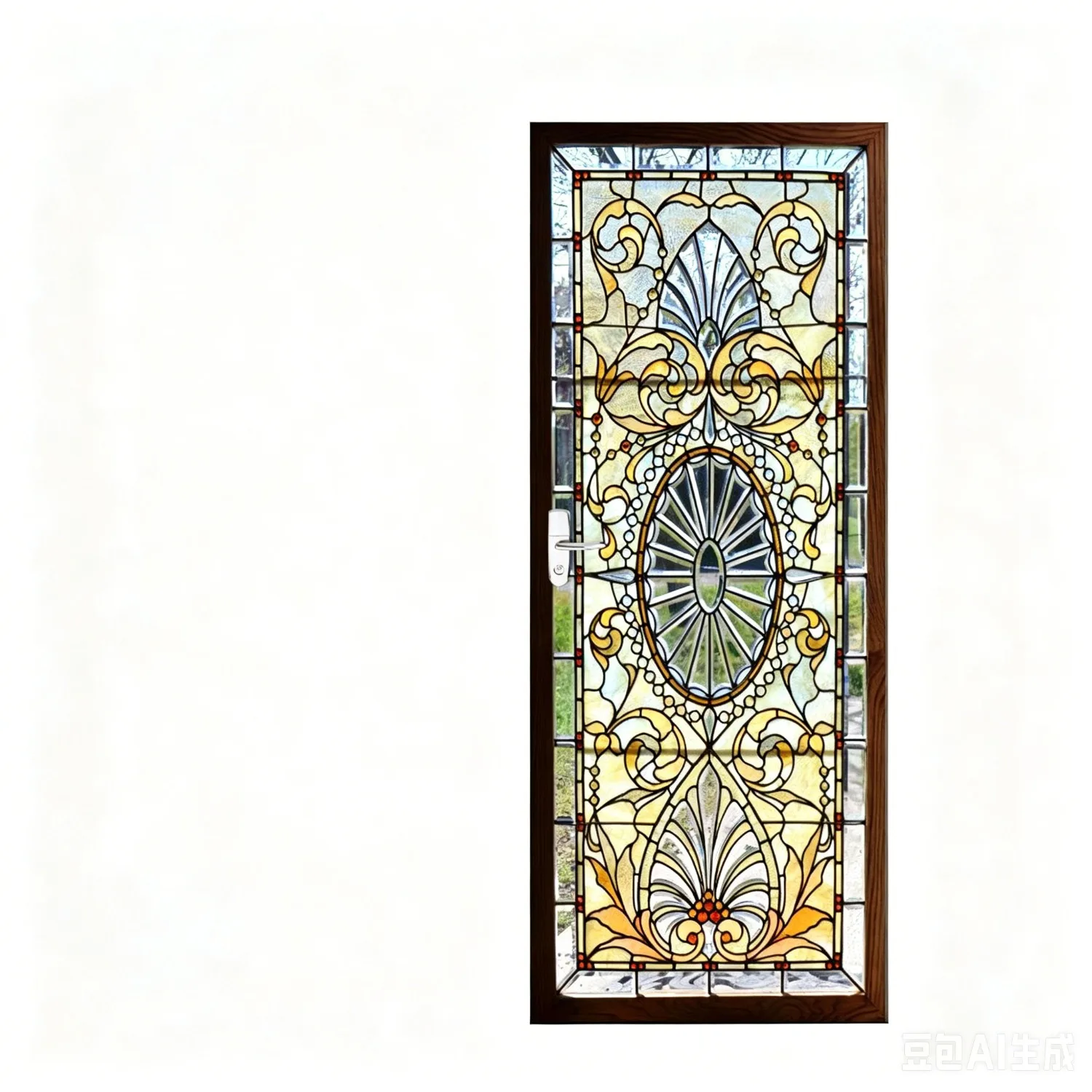 

Stained Glass Door Sticker, 2 Styles, 77x200cm/90x200cm 2PCS Pre Cut Self Adhesive Removable Door Mural For Home Decor