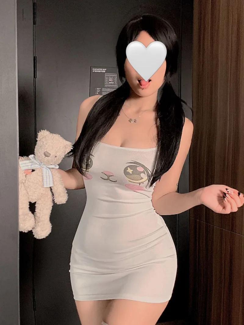 

Сексуальное аниме Kawaii платье на бретелях Pure Desire Сексуальное милое облегающее короткое платье с открытой спиной и глубоким V-образным вырезом на подтяжках Платье без рукавов Очарование 0X0C