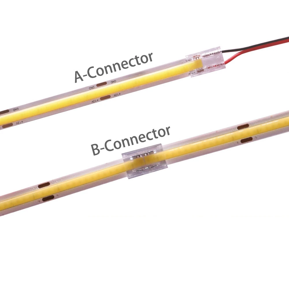 Pasek COB LED złącza lutowane do 8mm 10mm 2Pin SMD COB 5050 2835 pojedynczy kolor taśmy światła stałe zaciski