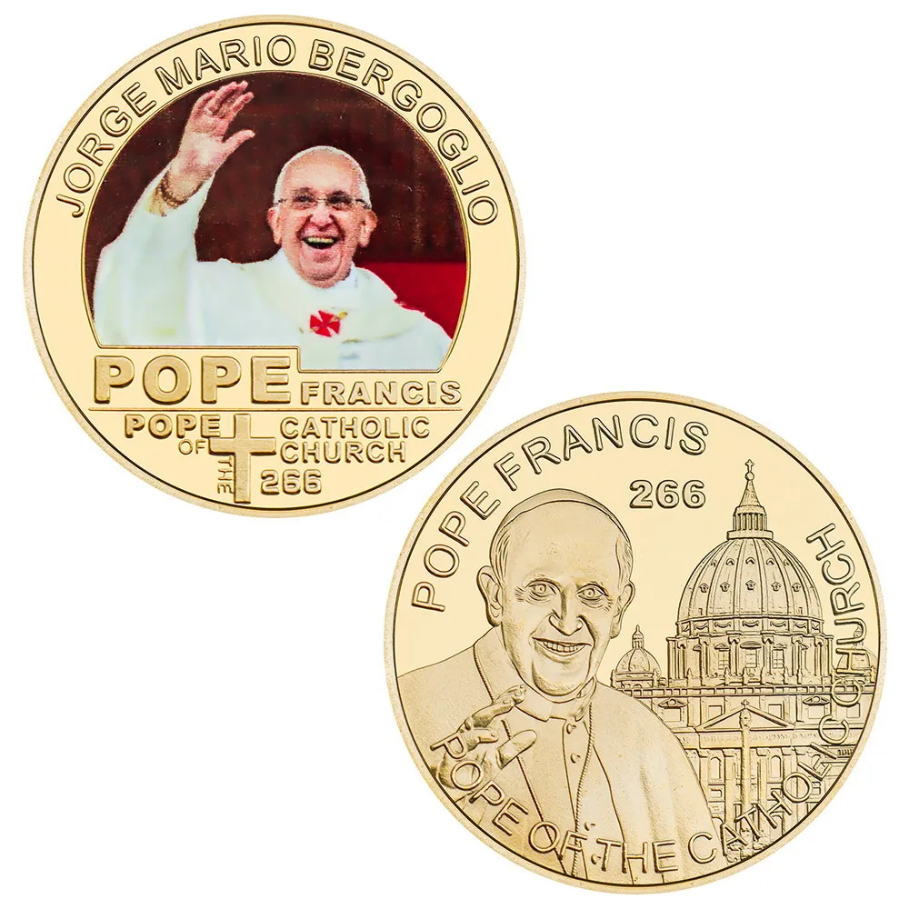 عملة تذكارية مطلية بالذهب من فرانسيس، عملة البابا 266 لعملة مجموعة الكنيسة الكاثوليكية #2