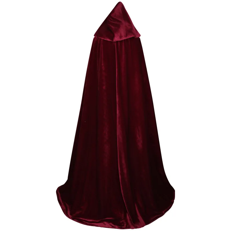 ผู้ใหญ่เสื้อคลุมยาวกำมะหยี่ Robe สีเขียวสีดำสีแดงฮาโลวีน Carnival Purim Medieval แม่มด Wicca แวมไพร์