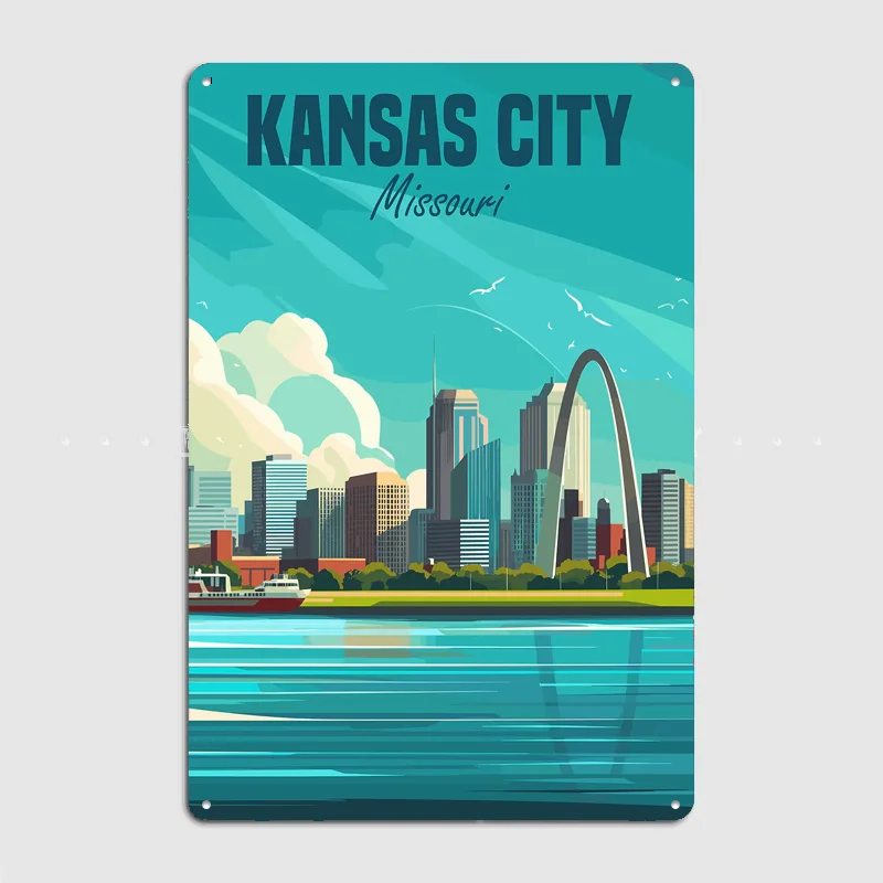 Kansas City Missouri Travel Poster Metal Sign Posters Bar Bedroom Custom Wall Decorations Room Decoration Interior Home Decor