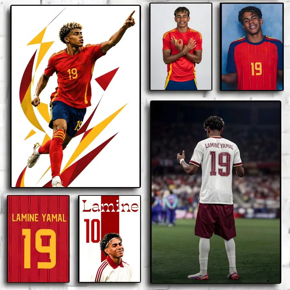 Lamine Yamal Athlete Football Portrait Poster Self-adhesive Advanced Aesthetic Printing Paper Wall Art Living Room Home Decor