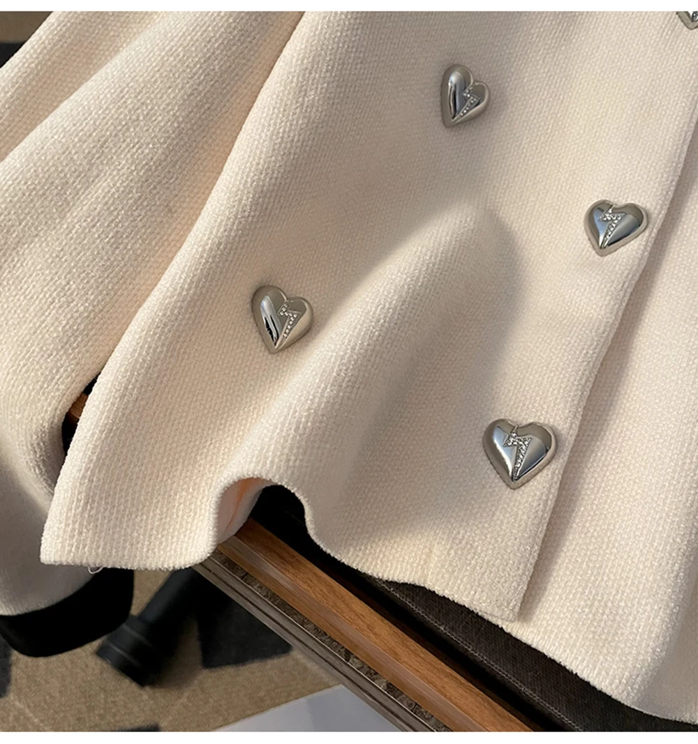 เสื้อคาร์ดิแกนสไตล์เกาหลีสำหรับผู้หญิง ตกแต่งรูปหัวใจ กระดุมแถวเดียว ตัดสีสัน ชิค สั้น ทันสมัย เสื้อนอกสำหรับฤดูใบไม้ผลิ รุ่นใหม่