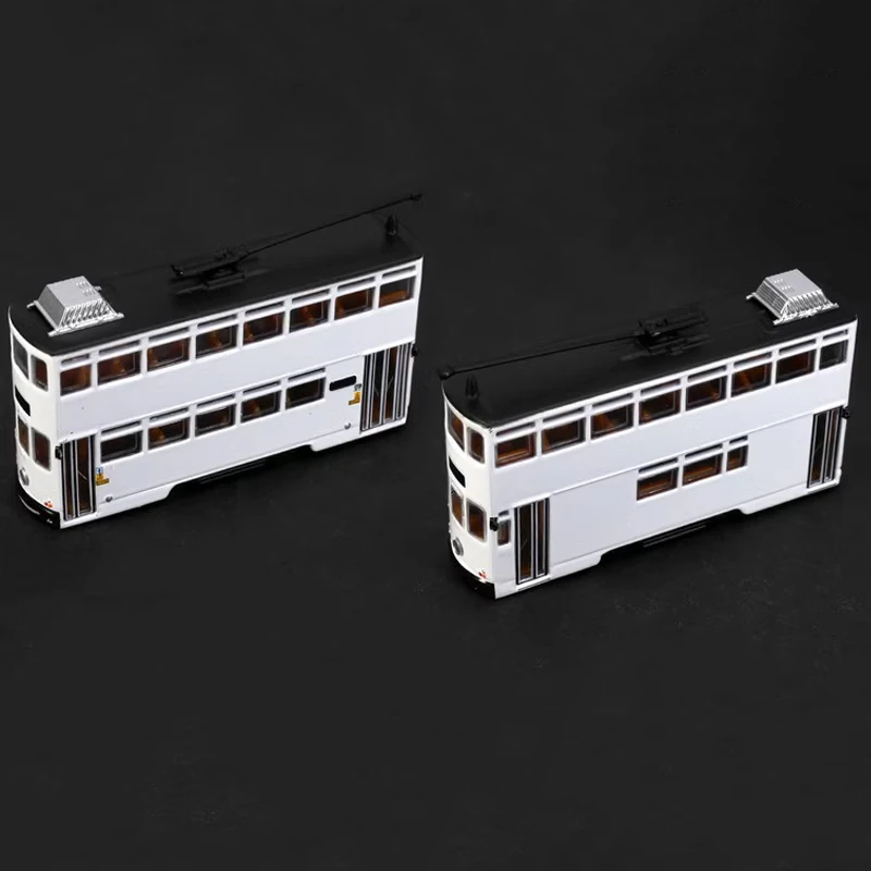Diecast 1/120 Scale Retro Double Decker Tram Bus Alloy Simulation Car Model Collection Display Toy Gifts Souvenir