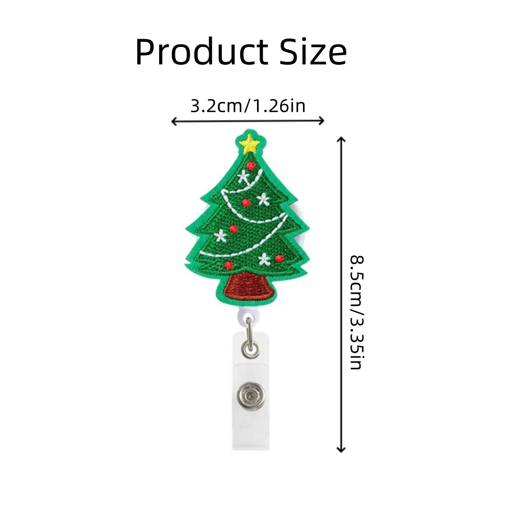 Neue Weihnachten einziehbare Abzeichen halter Weihnachts baum Santa Claus Schneemann Elch Glocke Filz Stickerei Abzeichen Rolle für Arzt Krankens ch wester