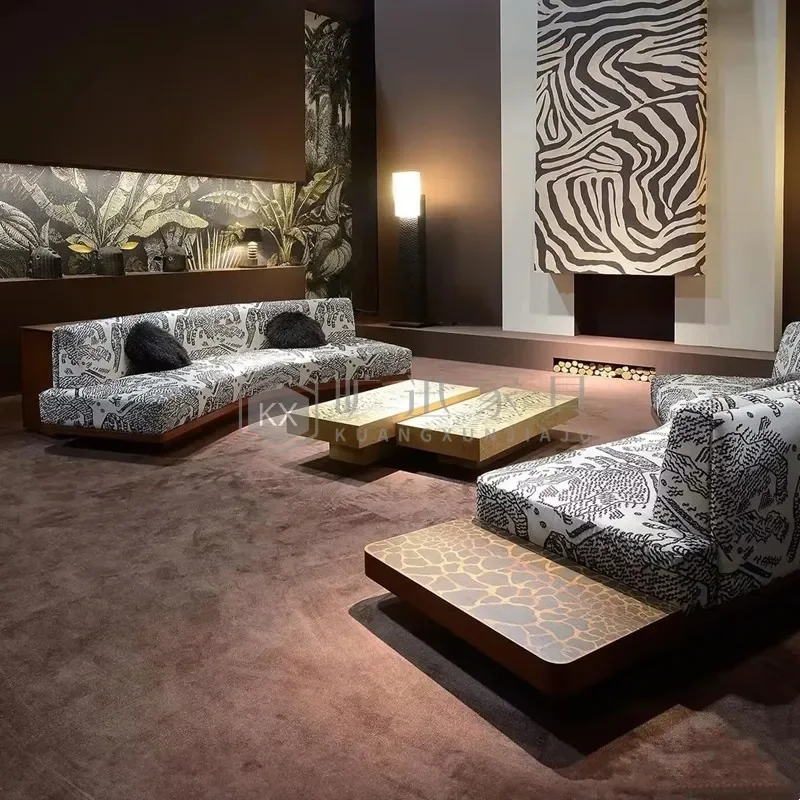 Patterned living room hotel club model room soft special-shaped sofa