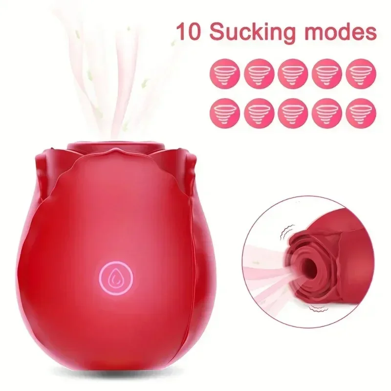 Female Powerful Sucking-Rose Vibrator Toy for Women Vacuum Stimulator Oral Nipple Clit Sucker Female Sex Toys Goods for Adults