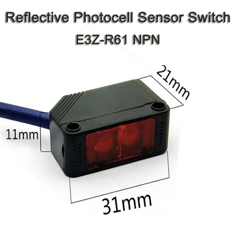 E3Z-R61 Reflective Switch NPN Photoelectric Switch DC 12~24V Diffuse Reflection Infrared Switch Diffuse Reflective Sensor