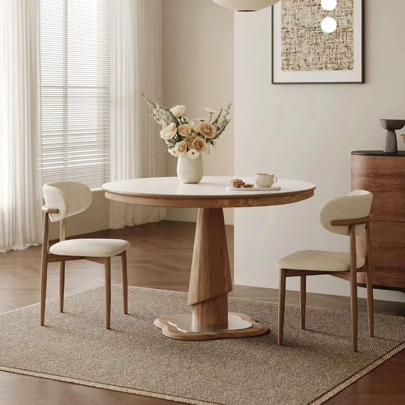 

Nordic Extendable Dining Table 4 Chairs Minimalist Folding Dining Table Round Wooden Muebles Para El Hogar Home Furniture