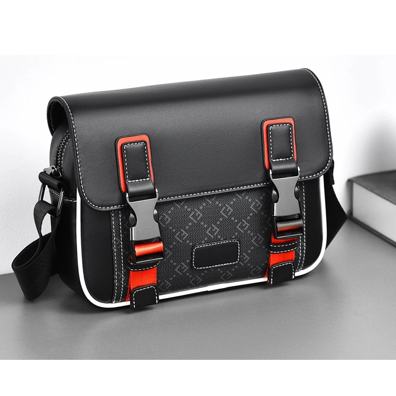 2026 New Men's Messenger Bag Fashion Patchwork PU Leather Crossbody Bags Men Shoulder Bag Square Satchels Sling Bag Handbags