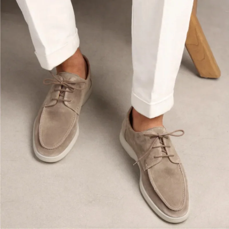 British Style Men's Casual Loafers Large Size Front Buckle Single Shoes Comfortable Breathable round Toe Flat Heel Slip-On Shoes