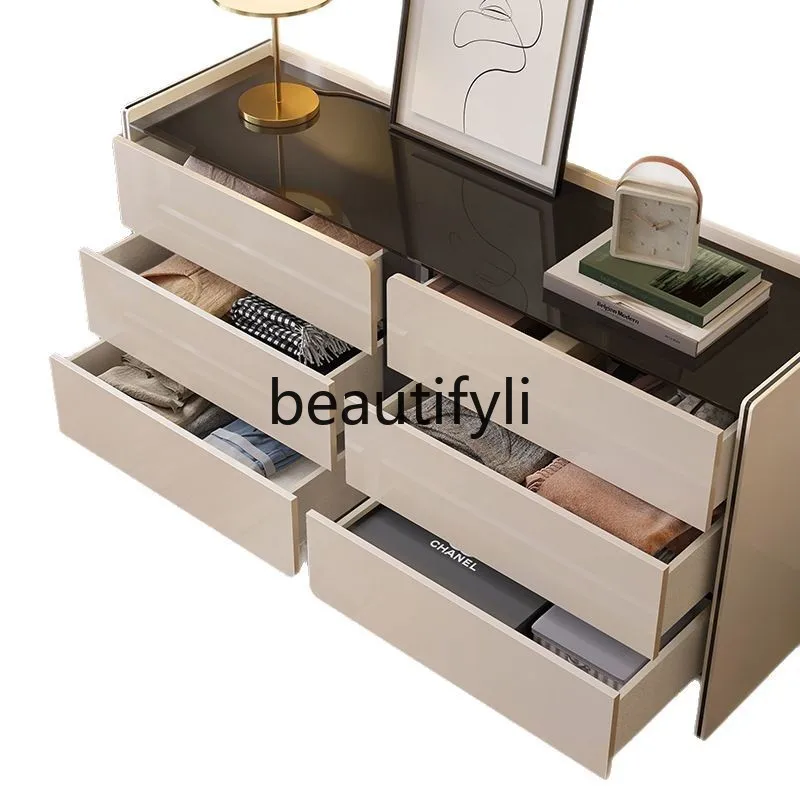 

Italian light luxury six-chest cabinet dresser integrated bedroom makeup table bedside storage locker