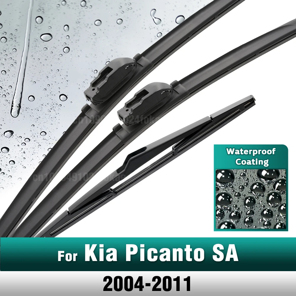 

Silicone & rubber Front & Rear Wiper Blades Set For Kia Picanto SA MK1 2004 - 2011 Windshield Windscreen Window Brushes