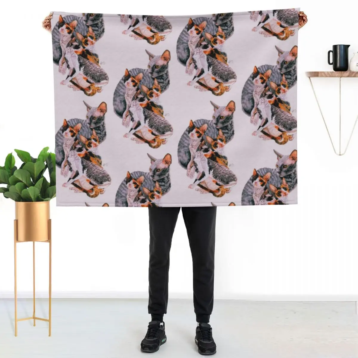 

Cornish Rex Assortment Throw Blanket Travel Size Cozy Blanket for Plane Train