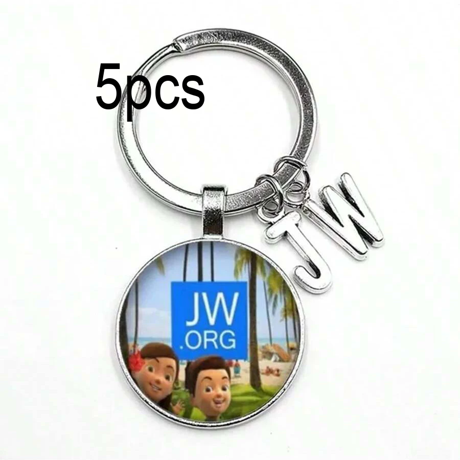 5pcs fashionable new Jw Org jewelry pendant, fashionable art glass Cabochon Lord Photo pendant, keychain, car bag pendant