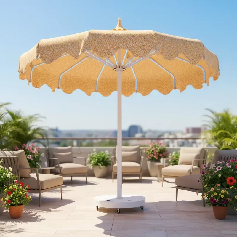 High-quality Decorated Aluminum Pagoda Starry Sky Foldable Large Restaurant Hotel Outdoor Waterproof Electric Sunshade