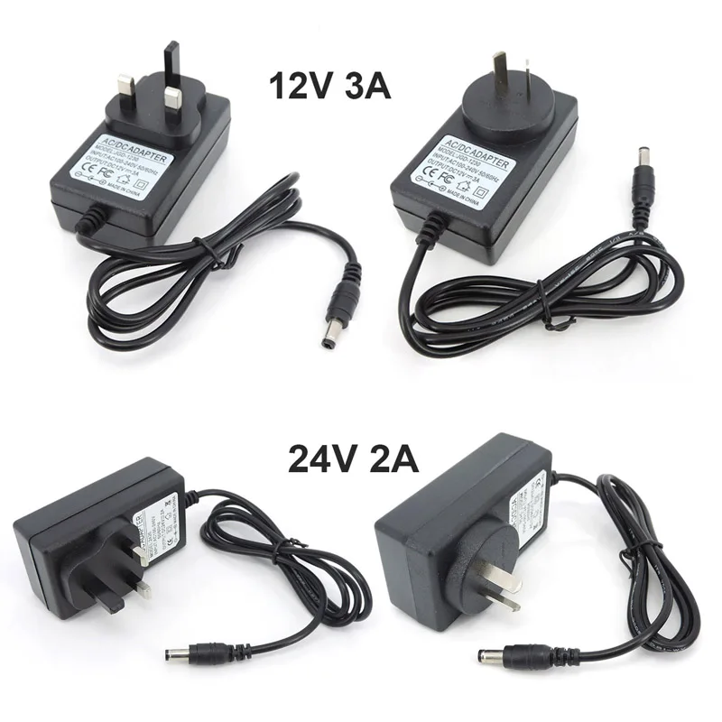 AC 220V to DC  Power Supply Adapter 12V 3A 3000ma 24Volt 2A 2000ma Au UK plug Transformer for LED light Driver M20