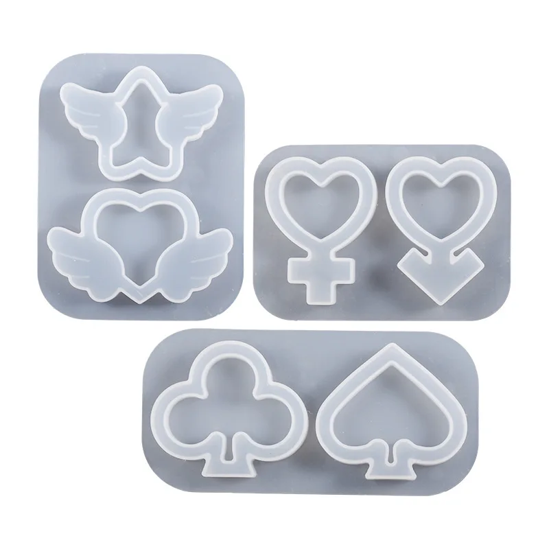 DIY Resin Mold Crystal Shaker Mold Peach Heart Plum Blossom Love Angel Wings Quicksand Pendant Silicone Mold Jewelry Keychains