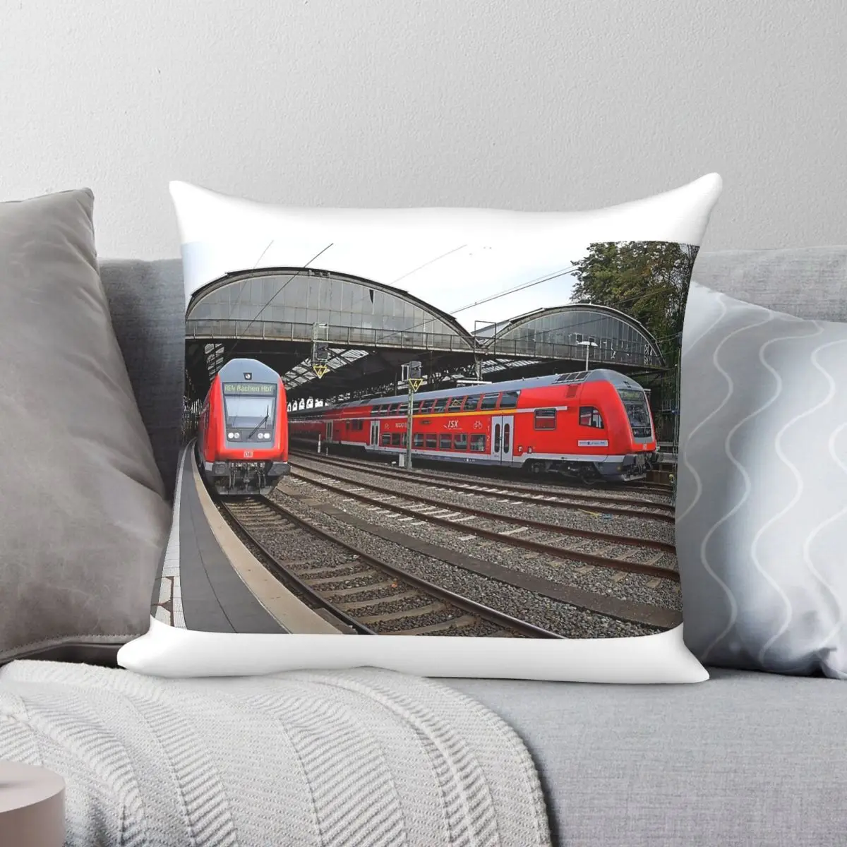 Deutsche Bahn Aachen Station Germany Square Pillowcase Polyester Linen Velvet Pattern Zip Pillow Case Home Cushion Cover 45x45