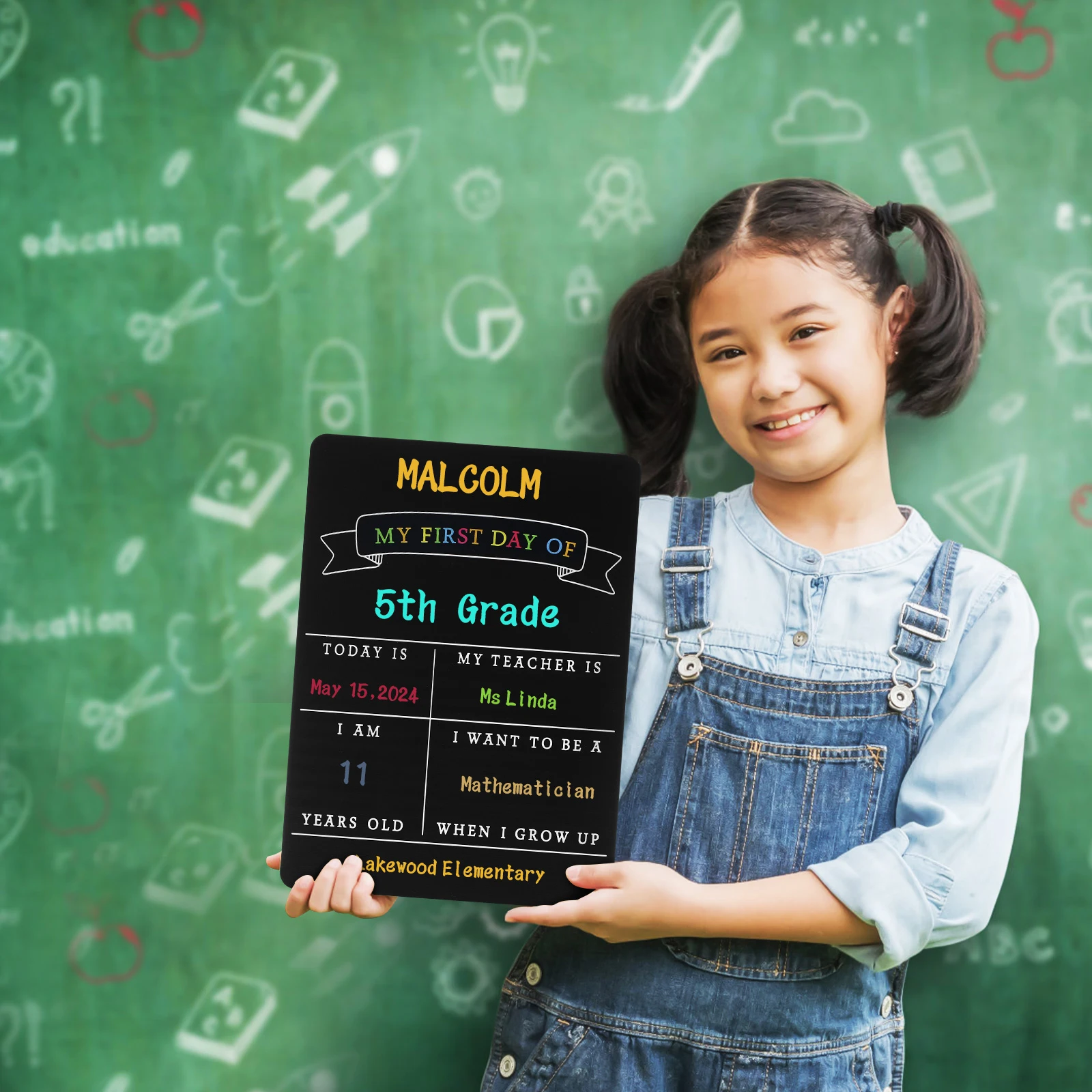 

2 Pcs Double Sided Blackboard First Day of School Preschool Signs for Reusable Back to