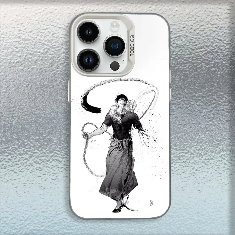 حافظة هاتف Toji Fushiguro Jujutsu K-Kaisen لهاتف iPhone 16,15,14,13,12,11,Mini,Pro,MAX غطاء أبيض غير لامع مقاوم للصدمات