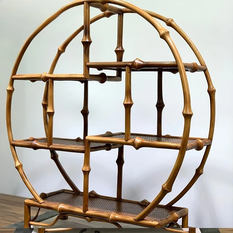 Gongzhu round tea set, Bogu rack, small ornament storage rack