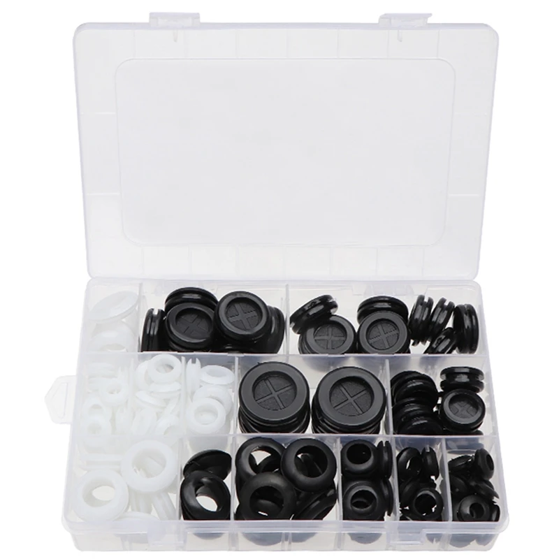 160Pcs Boxed Rubber Wire Protection Ring + Double-Sided Rubber Ring, Waterproof Wire Protection Sleeve, Protection Coil