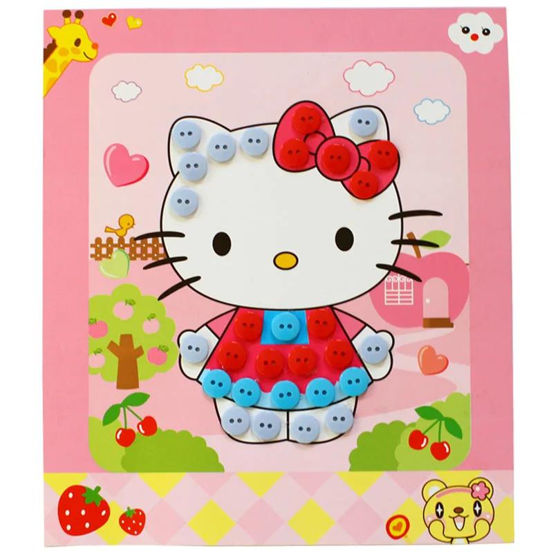 Kids DIY Button Stickers Drawing Toys Funny Game Handmade School Art Class Painting Drawing Craft Kit Children Early Educational