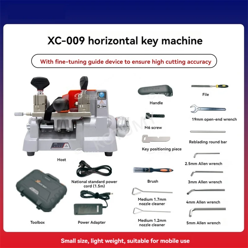 배터리 포함 XC-009 XC-009C 키 절단기, 단면 및 양면 키, 플랫 밀링 톱니 오프닝 머신