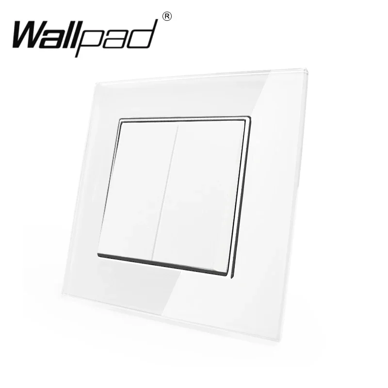 2 Gang Reset Switch with Claws Wallpad 110-250V White Crystal Glass EU 2 Gang Momentary Contact Light Switch like Bell