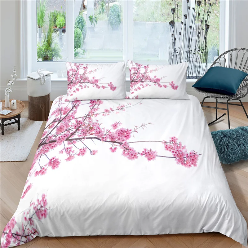 

Home Textile Luxury 3D Plum Blossom Print 2/3Pcs Kids Duvet Cover Pillowcase Bedding Set Single Queen and King AU/EU/US Size